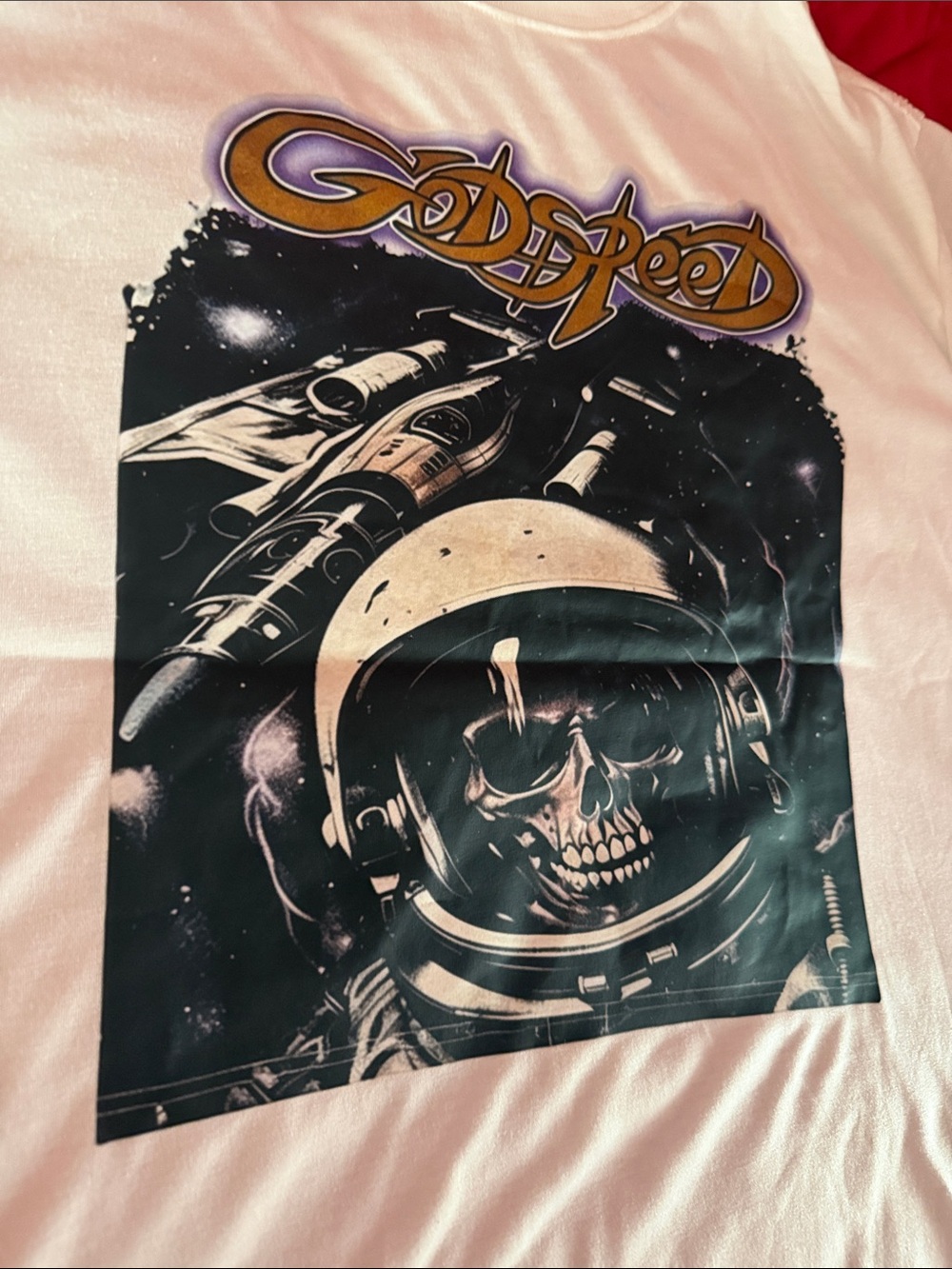 Graphic Skeleton Astronaut Tee – Uni‑Sex Streetwear Graphic – God Speed – L/XL